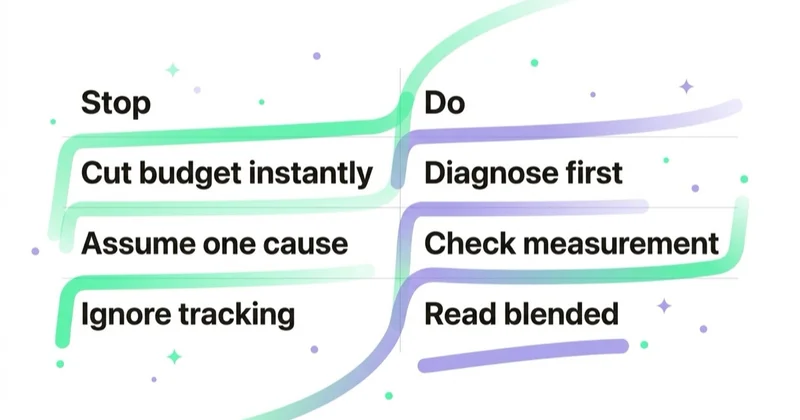 Diagram: ROAS-drop do's and don'ts.